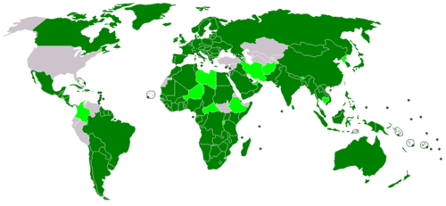 States that signed the UNCLOS (dark green - signed and ratified, green - signed but did not ratify)